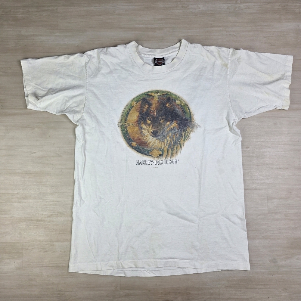 Vintage Harley Davidson Native Wolf Shirt 1996 Single‎ Stitch Men's Size Large
